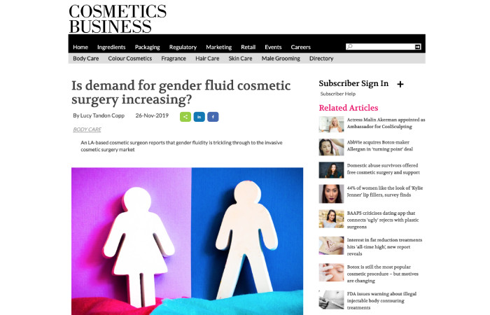 网站CosmeticsBusiness.com上的新闻稿屏幕